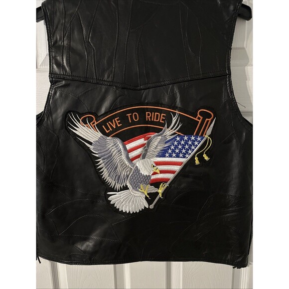 Diamond Plate Buffalo Leather Vest 2XL Live To Ride - Picture 11 of 16